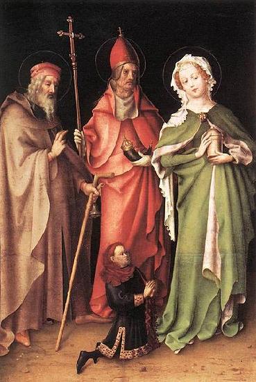 Stefan Lochner Saints Catherine, Hubert, and Quirinus with a Donor Sweden oil painting art